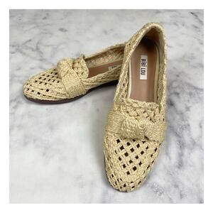 Bibi Lou x Anthropologie Posey Woven Raffia Loafers Neutral Flats Sz 39
